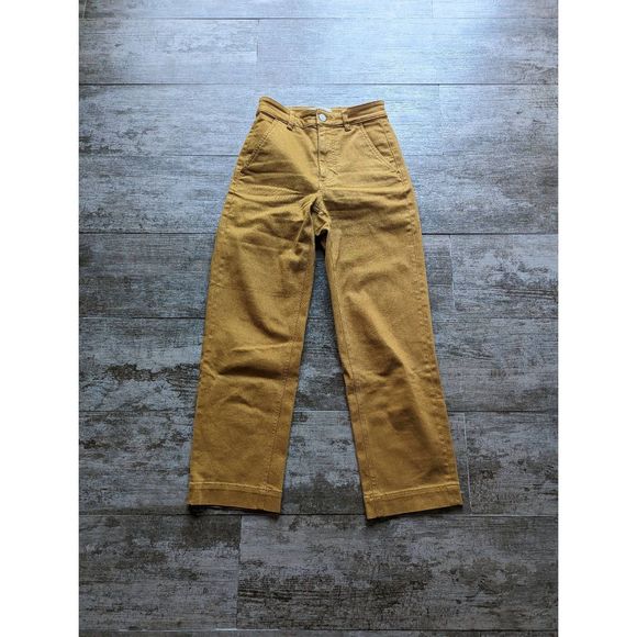 EVERLANE Cropped Straight Regular Jeans Golden Yellow - Picture 2 of 5